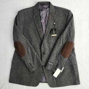 LAUREN RALPH LAUREN Men's 100% Grey Wool Sport Coat Blazer Elbow Patches 50R NWT